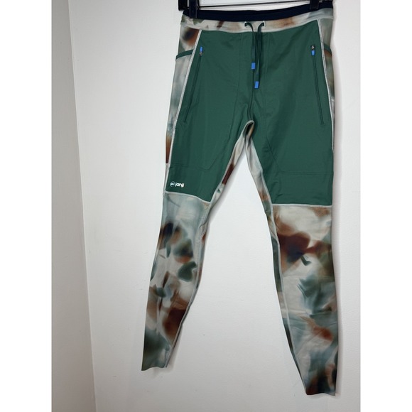 Janji Boreal Fleece Tight Pants Mens Small Green Camo Running Winter Athletic - Picture 1 of 10